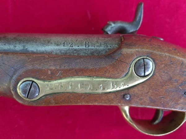 A scarce Danish or German military percussion pistol converted from Flintlock. Circa 1845. Ref 2337